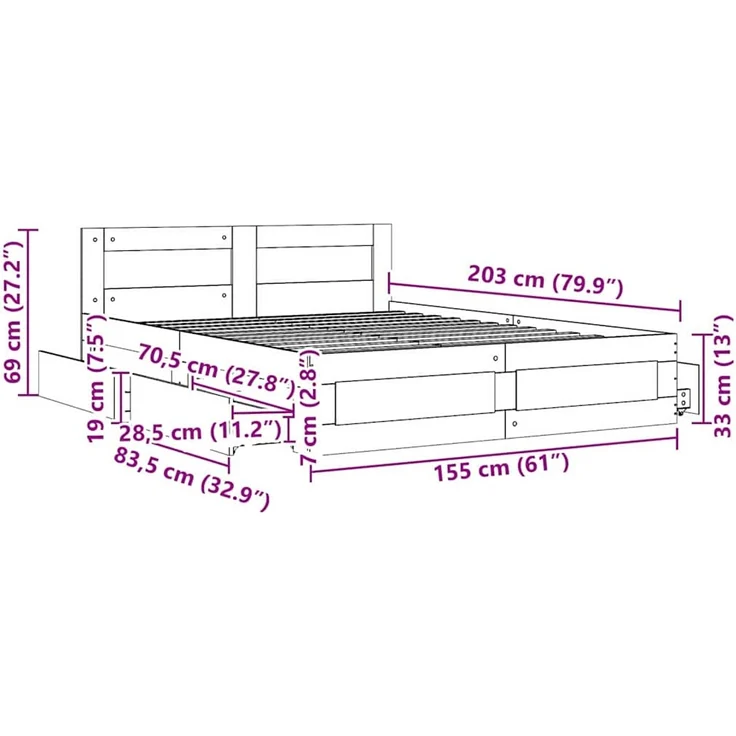 vidaXL Bettrahmen 2 stk. Sonoma 153 x 203 cm Holzwerkstoff 3402855 – Bild 11