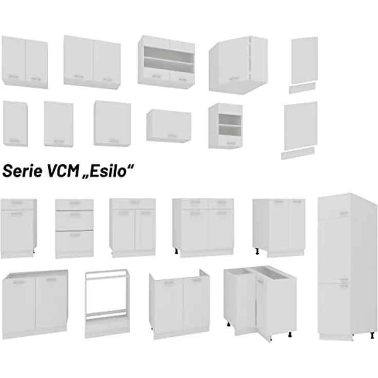 VCM Küchenmöbel Unterschrank Esilo 919424 Weiß H. 82 x B. 25 x T. 44 cm – Bild 3