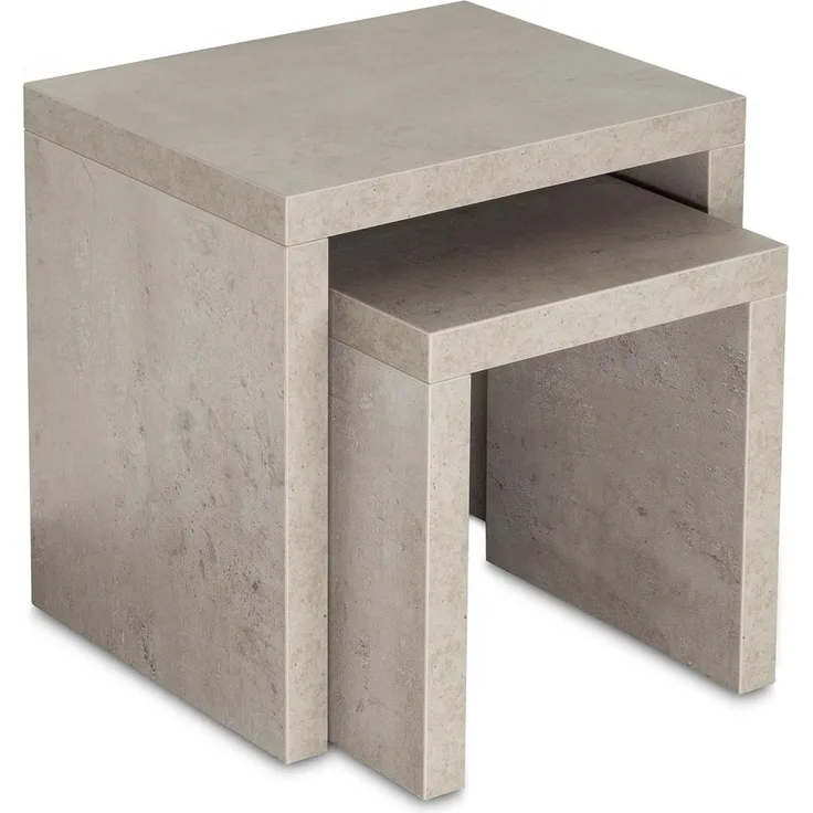 Levandeo® Couchtisch, 2 Satztisch 44x44x36cm Betonoptik grau Beistelltisch