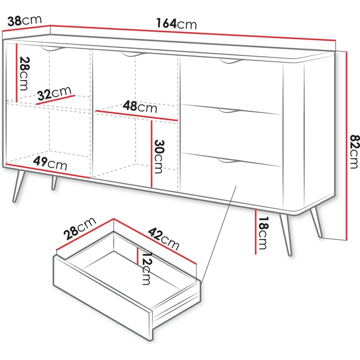 Kommode Literpo 2D3S (Farbe: Weiß) – Bild 5