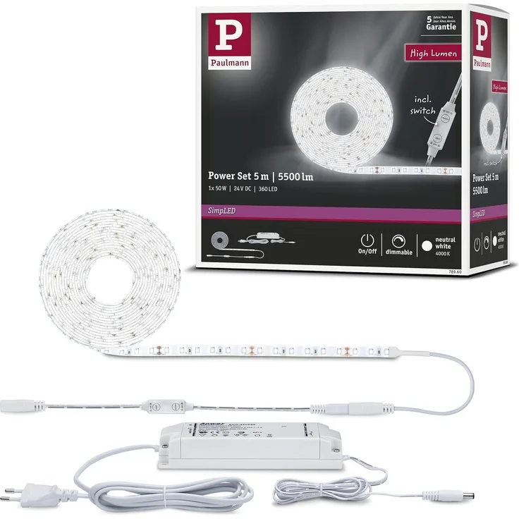 LED Strip, weiß, dimmbar, neutralweiß, L 500 cm