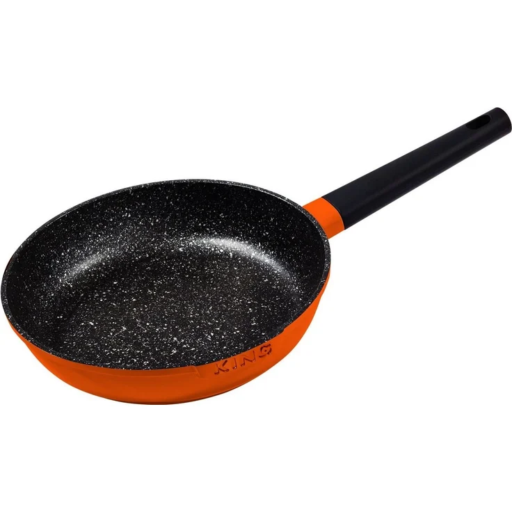 KING Topf-Set Shine Orange, Aluminiumguss (Set, 9-tlg, je 1 Kochtopf mit Deckel 18 /20/24 cm, je 1 Bratpfanne 20/24/28 cm), Induktion – Bild 2
