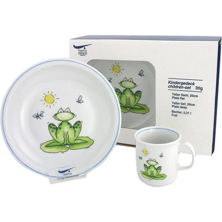Eschenbach Porzellan Group Kindergeschirr Frosch Kindergedeck 3tlg. Porzellan, Dekor, 1 x 1 x 1 cm