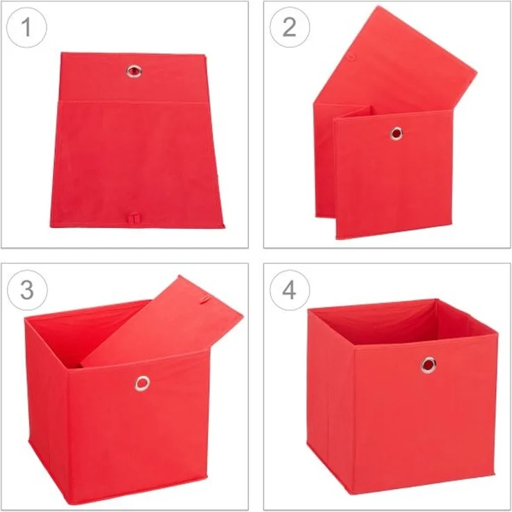Relaxdays 6 x Aufbewahrungsbox Stoff rot – Bild 6
