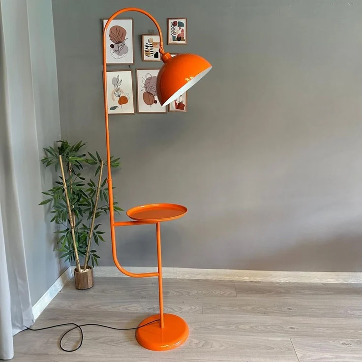 Bamyum Stehlampe Moderne Stehlampe aus Metall mit E27, verstellbarer Lampenschirm, ohne Leuchtmittel, E27, verstellbarer Lampenschirm, Stehluchte mit Ablage – Bild 2