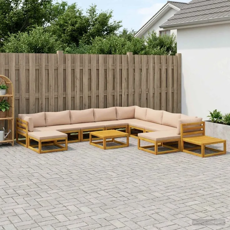 vidaXL Sofa-Set 12 stk. Natur Massivholz Akazie 3417295