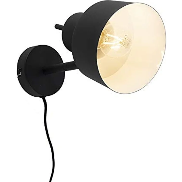 Qazqa Wandleuchte Chappie, ohne Leuchtmittel, E27, Schwarz, Retro, Stahl, 1-flammig – Bild 6