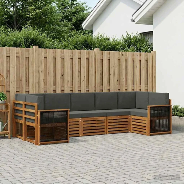 vidaXL Outdoor-Sofagarnitur 7 stk. 7-Sitzer Natur und Anthrazit 3384803 – Bild 1