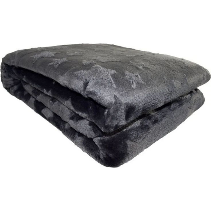 Wohndecke Flanell mit Herzen/Sternen 150 x 200 cm Kuscheldecke mit Design anthrazit – Bild 2