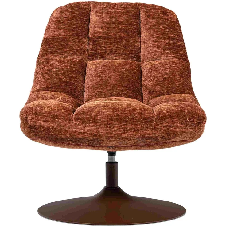 Drehsessel Elvi aus Chenille-Stoff, moderner Relaxsessel mit Drehfunktion, rostbraun, komfortabel gepolstert – Bild 2