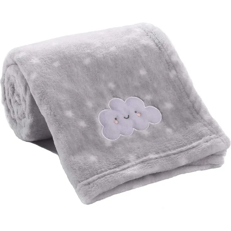 CREVENT Kleine Flauschige warme Baby-Überwurfdecke für Jungen, Kleinkinder, Kinderbett, Kinderwagen, 75x100 cm, graue Wolke