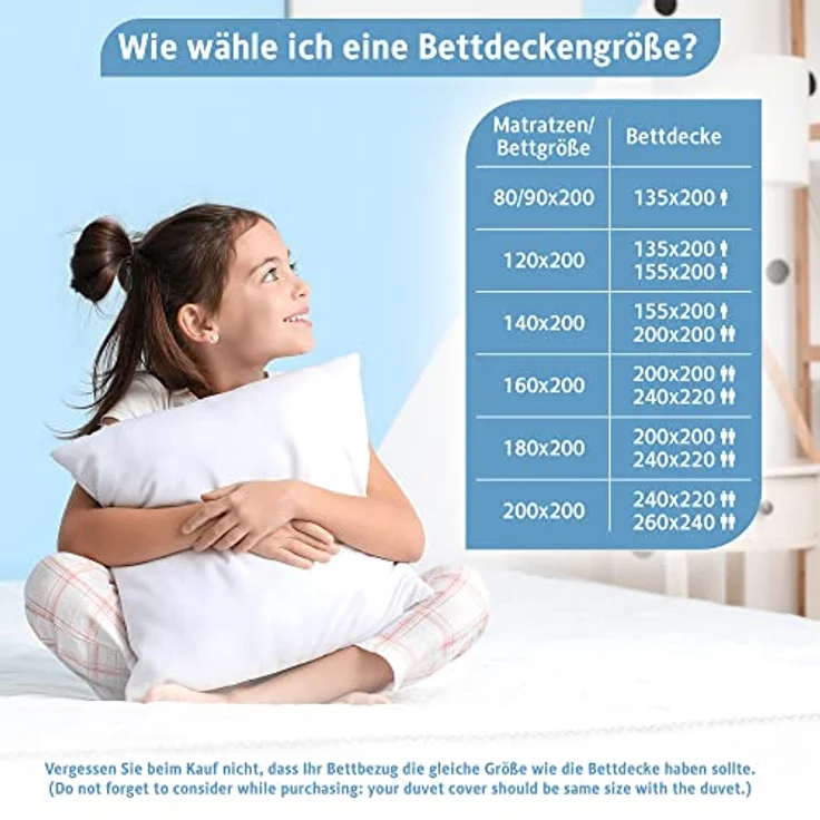 Komfortec Kunstfaserbettdecke,Bettdecken für Sommer und Winter, Ganzjahresdecke, Füllung: Polyester, Bezug: Mikrofaser, 135x200 cm, 155x220 cm und weiteren Größen, allergiker geeignet – Bild 8
