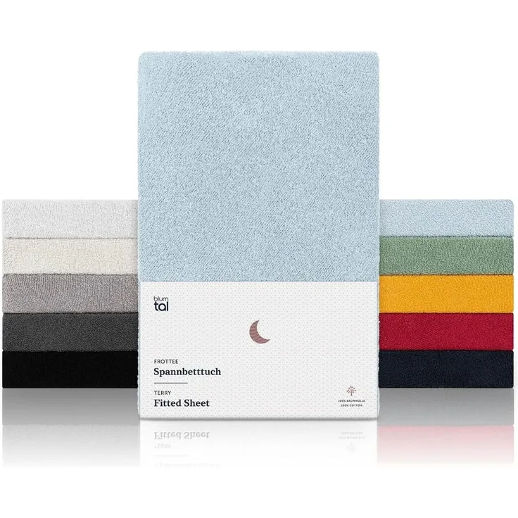 Blumtal® Frottee Spannbettlaken - 2er Set Kuschelig weiches Bettlaken 200x200 cm, Oeko-Tex 100 Zertifiziert, bis 22cm Matratzenhöhe, Hellblau