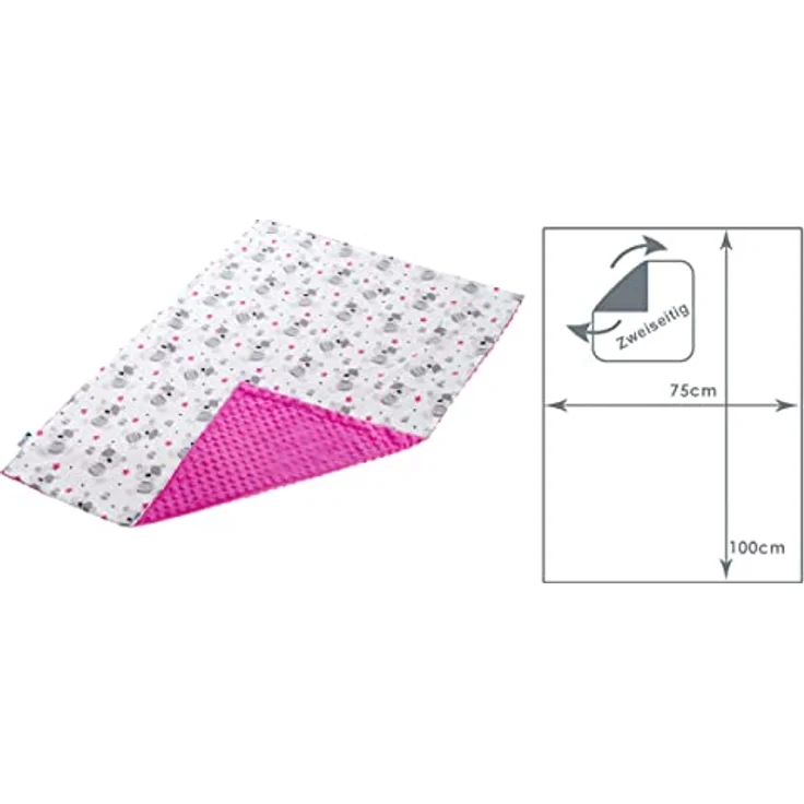 Medi Partners Babydecke Baby Decke Neugeborenen - Kuscheldecke Geschenk Babydecken 75x100cm für Kleinkinder Mädchen Krabbeldecke Kinderbett Kinderwagen 100% Baumwolle (Teddy mit dunkelrosa Minky) – Bild 4
