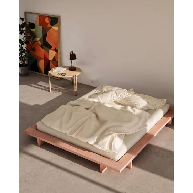 Karup Design Bettgestell JAPAN BED Bodenbett, Holzrahmen, Futonbett, Jugendbett, Holzbett, Massivholzbett mit Lattenrost, Kiefer massiv, Doppelbett ohne Kopfteil