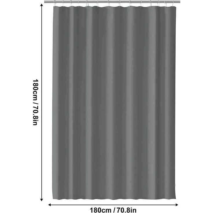 Duschvorhang 180x180 cm Anti-Schimmel wasserdicht waschbar PEVA Dunkelgrau – Bild 2
