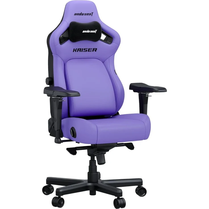 Anda Seat Kaiser 4 Gaming Stuhl Ergonomisch - XL Gamerstuhle für Erwachsene mit 4-Stufen Lendenwirbelstütze, Fleckenresistentes Kunstleder, Nacken- & Rückenstütze, Gamer Stuhl Lila