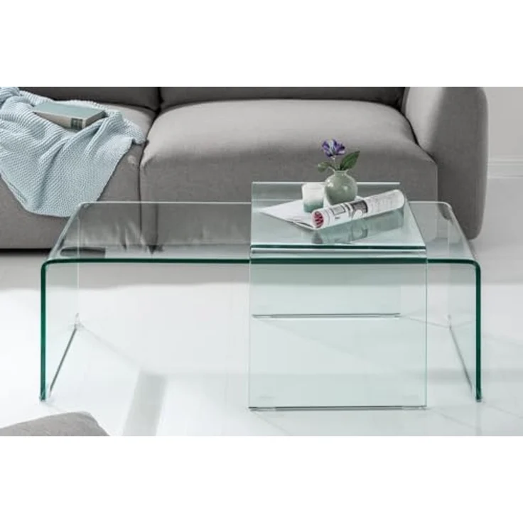 riess-ambiente Couchtisch FANTOME 100cm transparent · Wohnzimmertische aus Glas (Set, 2-St), eckig · Sicherheitsglas (tempered glass) · Modern Design – Bild 6