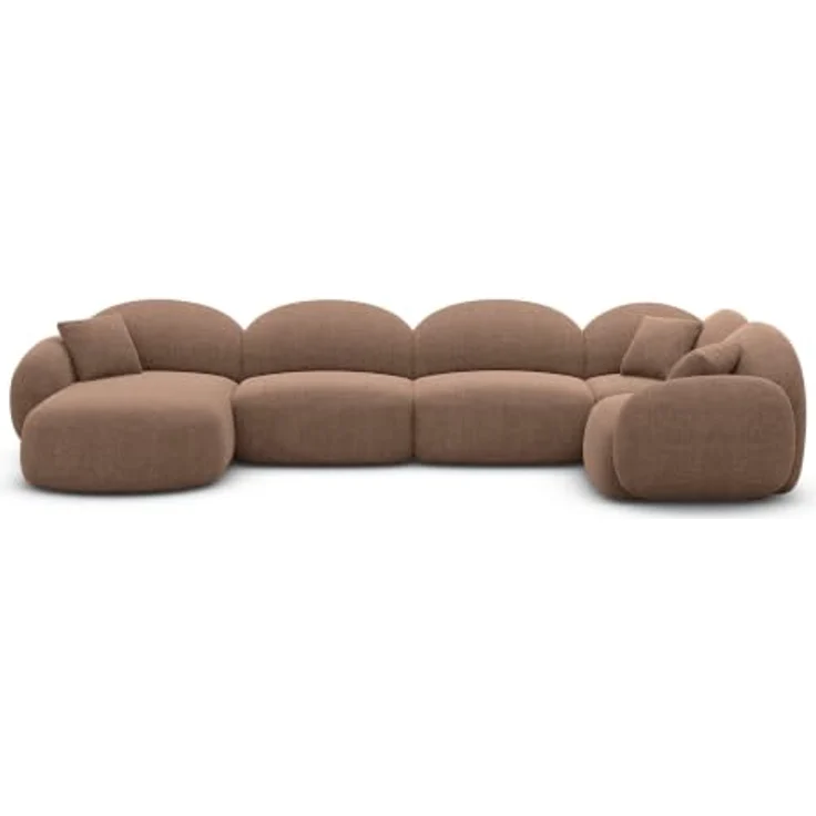 XL Wohnlandschaft Mirello U-Form aus Stoff - Strukturstoff - Braun - Links – Bild 2
