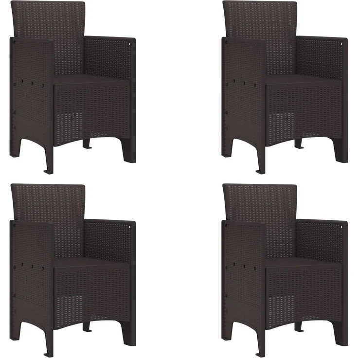 vidaXL Gartenstuhl mit Kissen 4 pcs Braun 53 x 49 x 85 cm Polypropylen 847473 – Bild 1