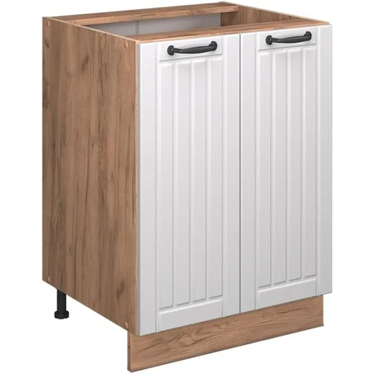 Küchenunterschrank Fame-Line Weiß Landhaus 60 cm , AP Eiche Vicco – Bild 1
