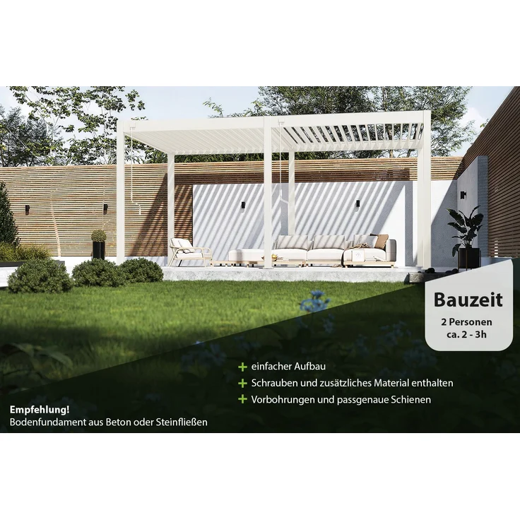 Weide 'Classic' Pergola, freistehend, Aluminium / Stahl weiß, 530 x 300 x 255 cm – Bild 5