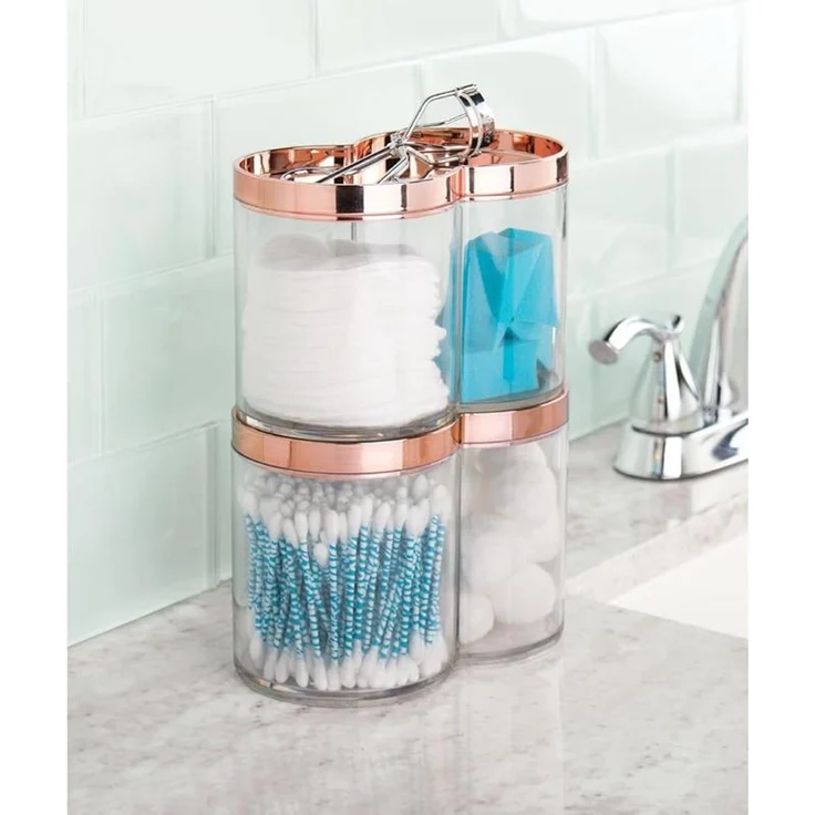 mDesign 2er-Set Kosmetik Organizer Wattepad Spender Aufbewahrung Ablage Roségold – Bild 7