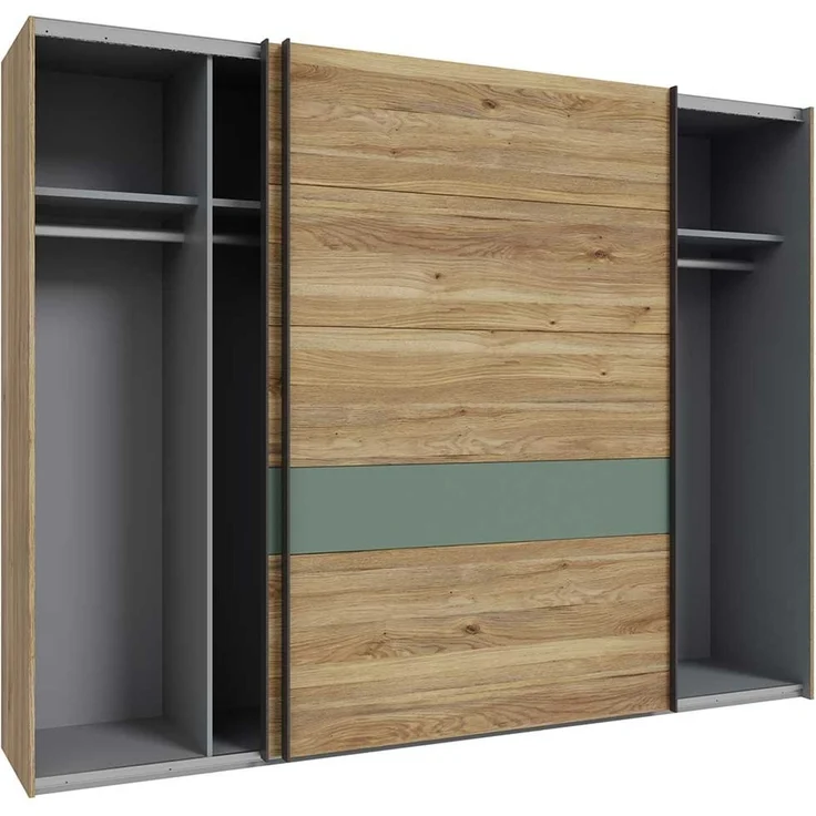 Kleiderschrank Winston / Whenua, Holzwerkstoff, Grün, Holzfarben, 270 x 211 x 61 cm – Bild 4