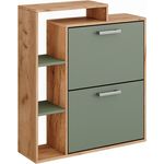 Schuhkipper Orlando Goldkraft Eiche/Grün 80 x 90 cm Vicco