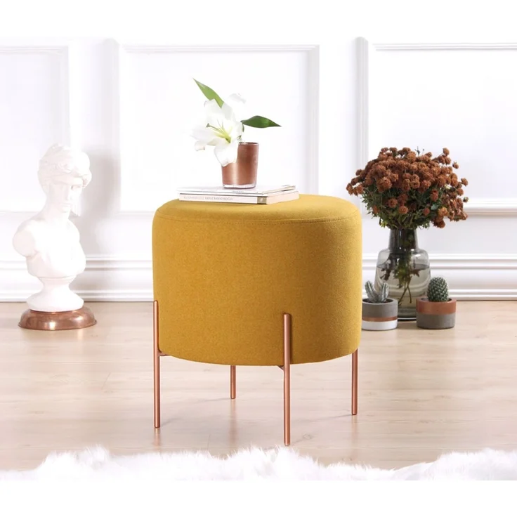 Hanah Home 'Copper 49 - Mustard' Pouffe, Senf, 40 x 42 x 40 cm – Bild 1