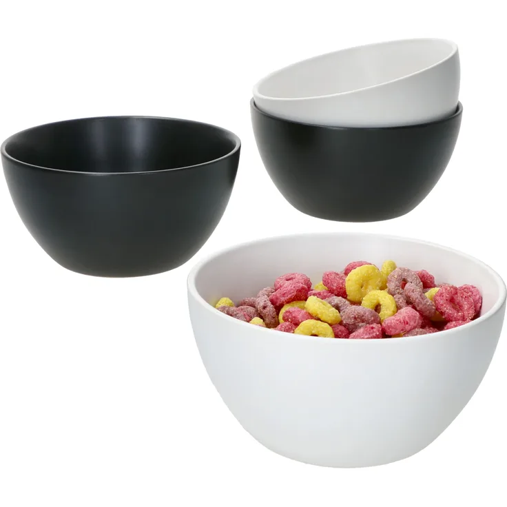 4er Set Müslischalen Nero Bianco 400 ml weiß & schwarz