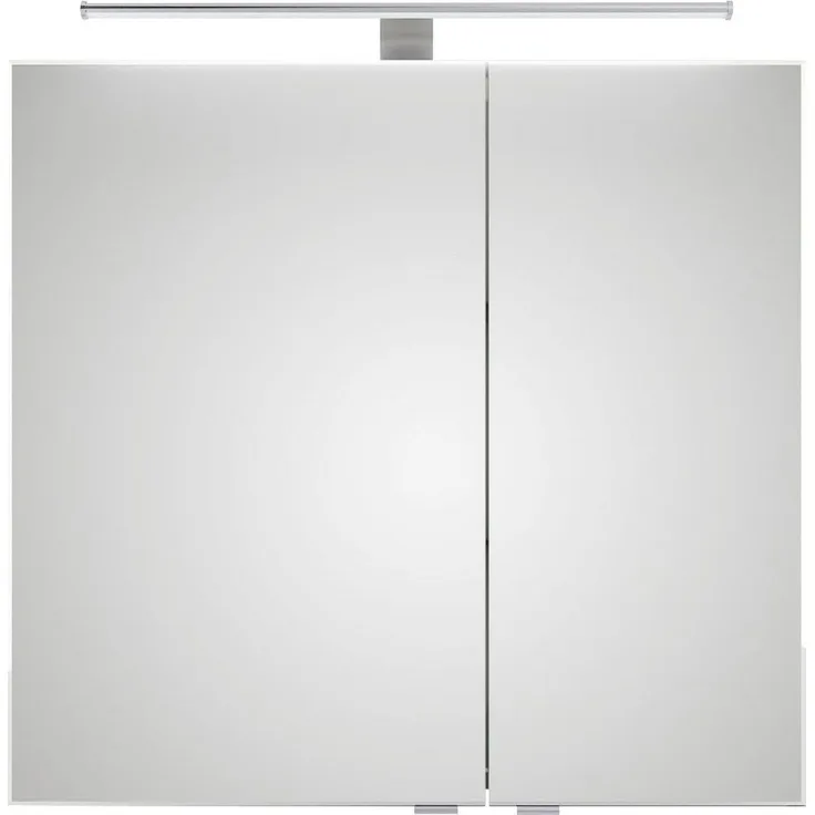 Saphir Spiegelschrank 6005 Sprint Badschrank, 2 Spiegeltüren, 2 Einlegeböden, 75 cm breit inkl. LED-Beleuchtung, Türdämpfer, Schalter-/Steckdosenkombination