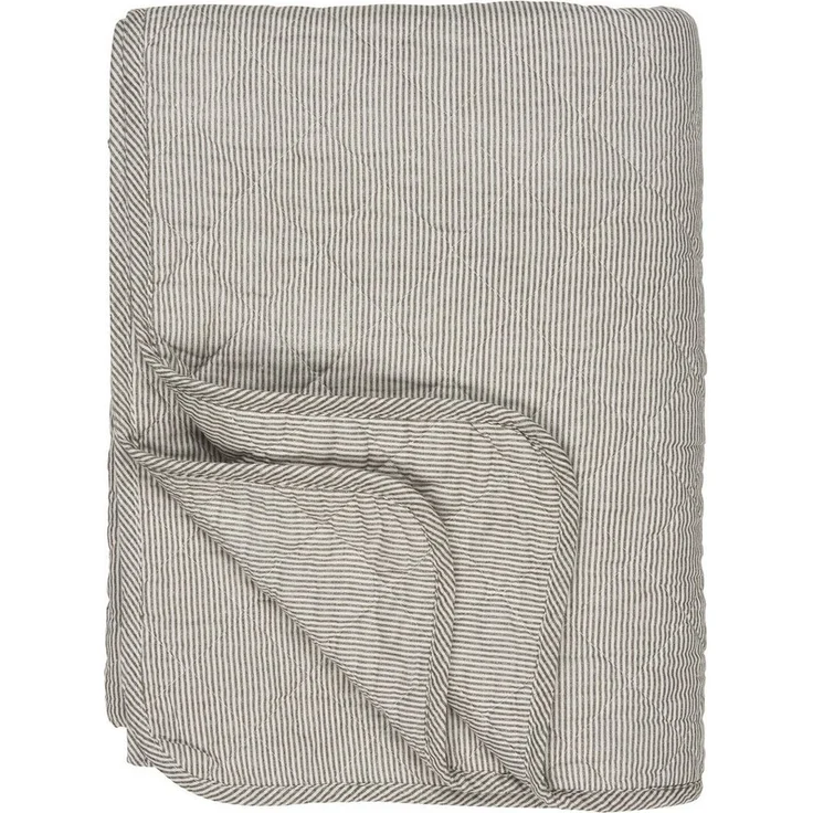 Ib Laursen - Decke Quilt Tagesdecke Gestreift Grau Weiß 180x130cm 0788-45 – Bild 5