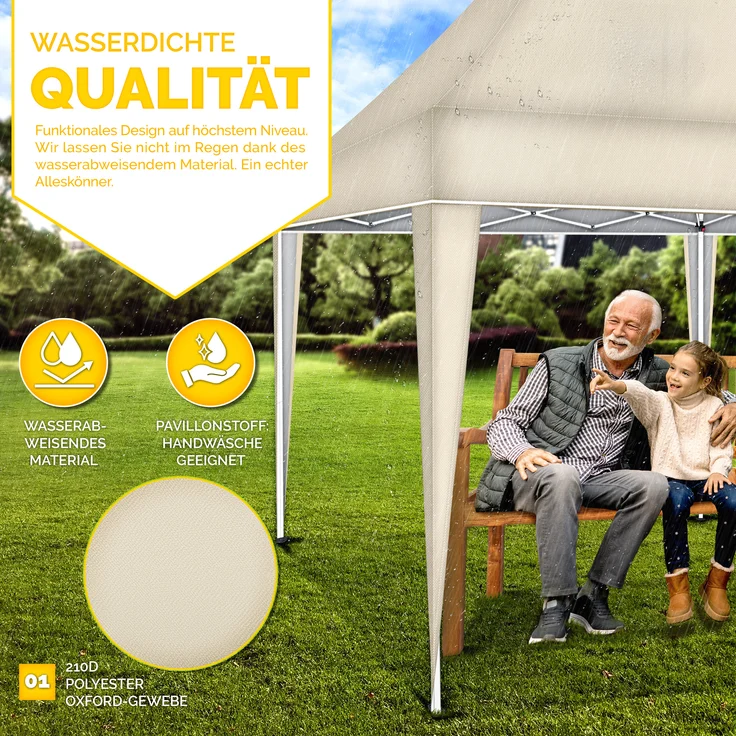 tillvex Pavillon 3x6m Beige wasserdicht | Pop-Up Faltpavillon höhenverstellbar | Gartenzelt UV Schutz 50+ | Partyzelt mit Tasche für Garten – Bild 9