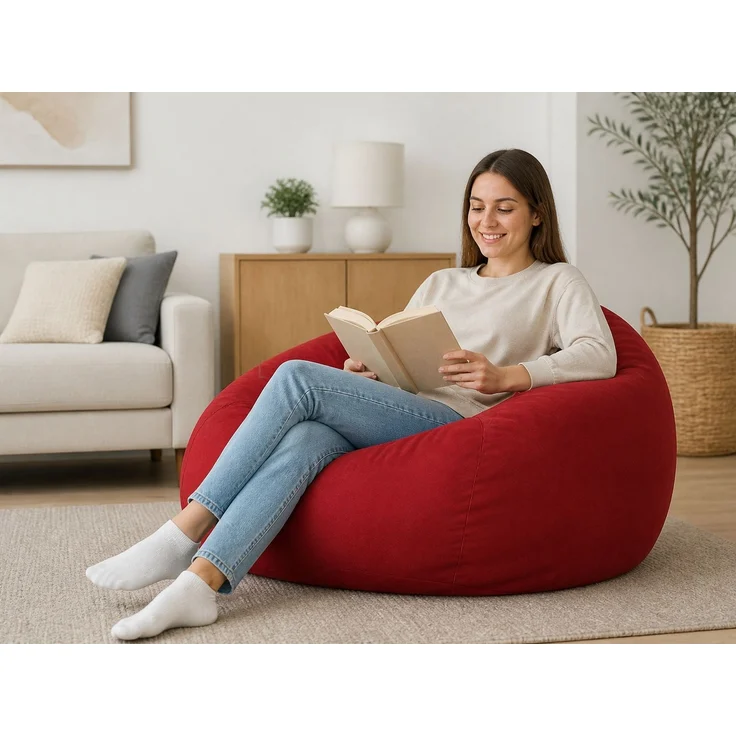 Sitzsack-Hülle ohne Füllmaterial, Rot, 100 x 120 cm, Stoffbezug für Innen- und Außenbereich – Bild 2