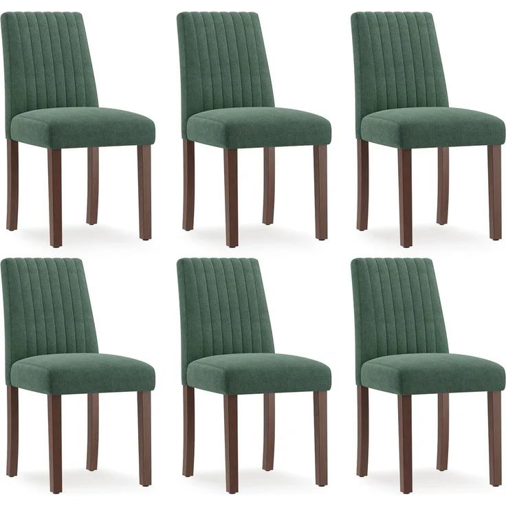 MALOL Esszimmerstühle 6er Set, Stuhl Esszimmer, Küche Essstühle, Gepolsterte Küchenstühle mit Rückenlehne & Holzbeinen, Stoff-Dining Chairs für Esszimmer, Restaurant, Grün
