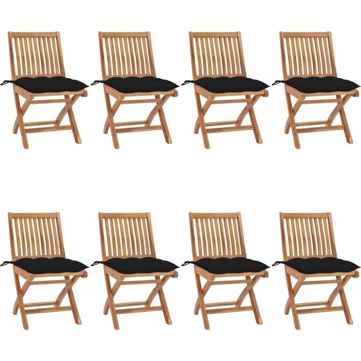 Klappbare Gartenstühle mit Kissen 8 Stk. Massivholz Teak 3072883