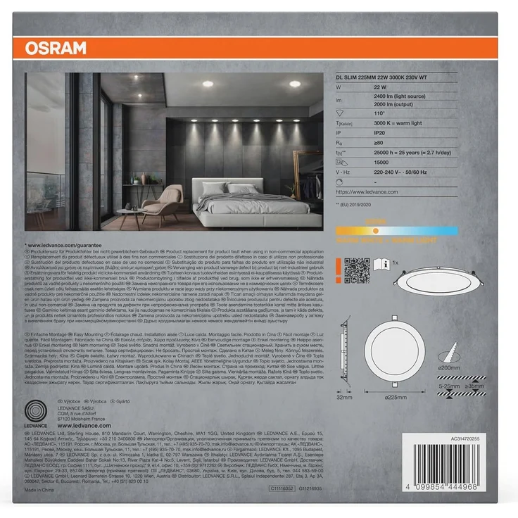 Ledvance Downlight Slim 225mm 22W 3000K – Bild 3