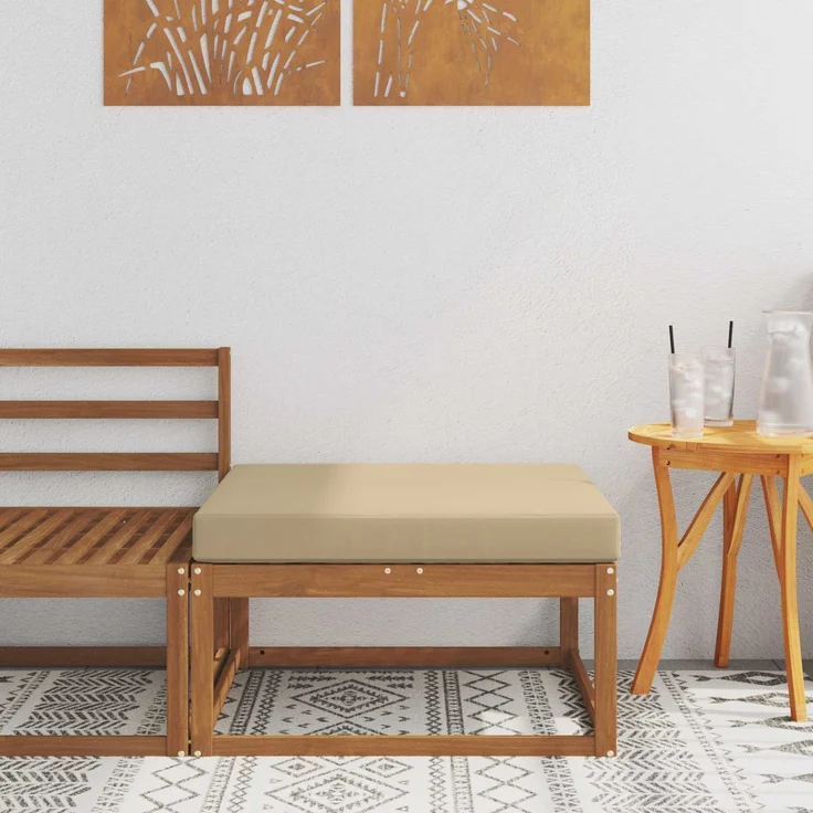 vidaXL Outdoor-Fußhocker Massivholz Akazie Natur und Beige 900530 – Bild 1