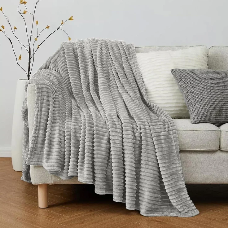Kuscheldecke Fleecedecke Sofadecke Couchdecke Couch Grau 150x200CM – Bild 5