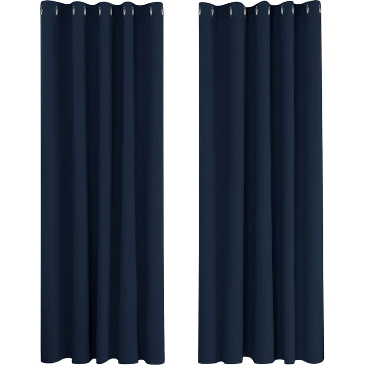 Deconovo Kälteschutzvorhang Blickdicht Verdunkelungsvorhang Kälteschutz Gardinen Kinderzimmer, 183x168 cm(HöhexBreite), Dunkelblau, 2er Set – Bild 1