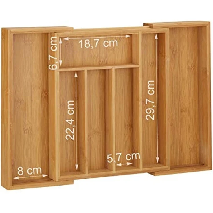Excellent Houseware ausziehbare Besteckablage Bambus – Bild 5