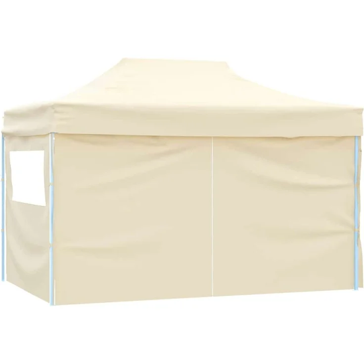 Profi-Partyzelt Faltbar, Gartenzelt mit 4 Seitenwänden 3x4 m Stahl Creme – Bild 4