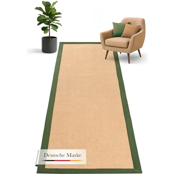 carpetfine Läufer Sisal, rechteckig, Höhe: 5 mm, mit farbiger Bordüre, Anti Rutsch Rückseite – Bild 2