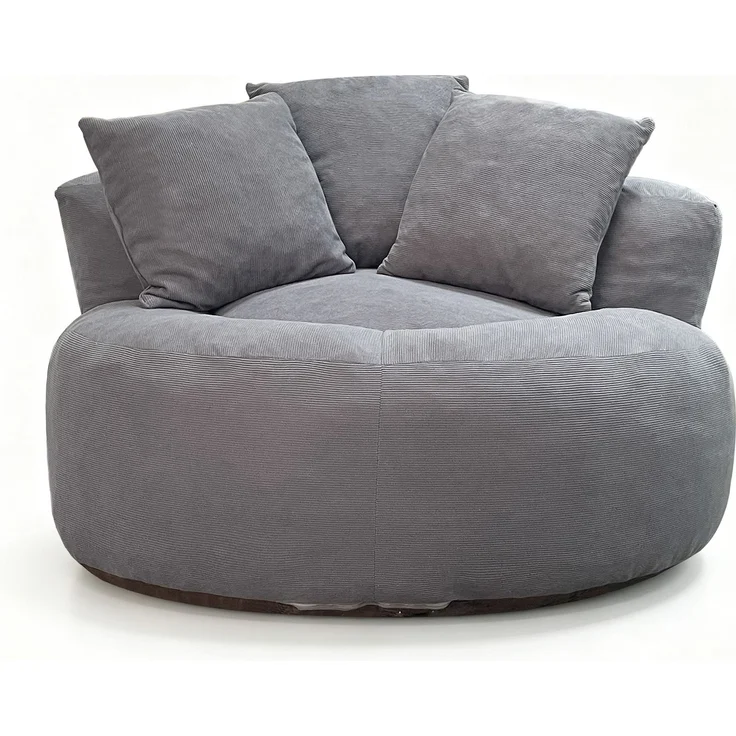 Übergroßer runder Sitzsack, gepolstert mit Cord, tiefe Sitzfläche, einzelnes Wolken-Lounge-Sofa für Wohnzimmer, Schlafzimmer, Wohnung – Herde – 120 x 120 x 65 cm – YOUDENOVA – Bild 8