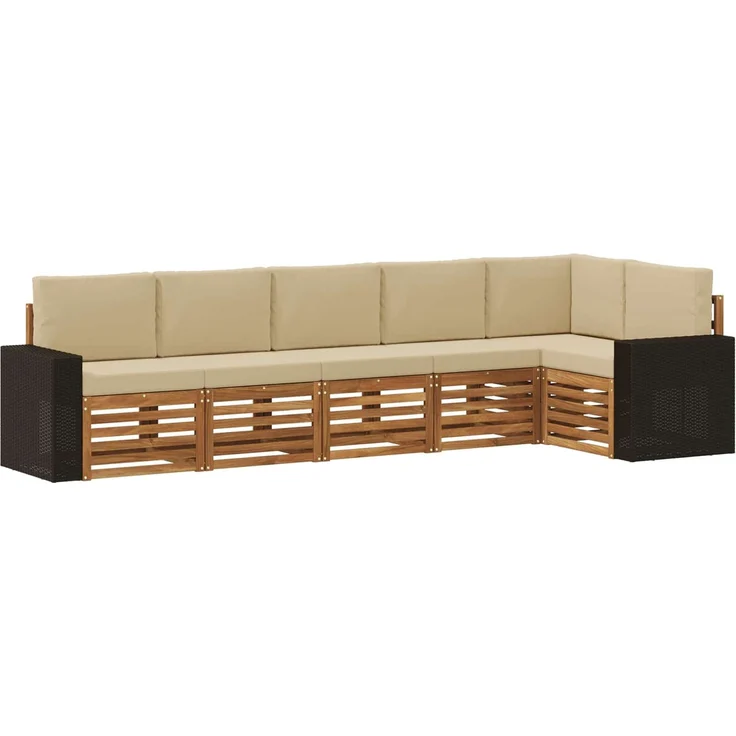 vidaXL Outdoor-Sofagarnitur 6 stk. 6-Sitzer Natur und Beige 3384424 – Bild 2