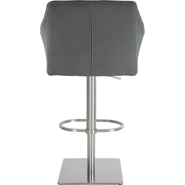 Barhocker SIHAR - Cord Grau 64x45x88 cm Silber | Barstuhl Mit Lehne Tresenhocker Tresenstuhl Kneipenhocker Kneipenstuhl – Bild 4
