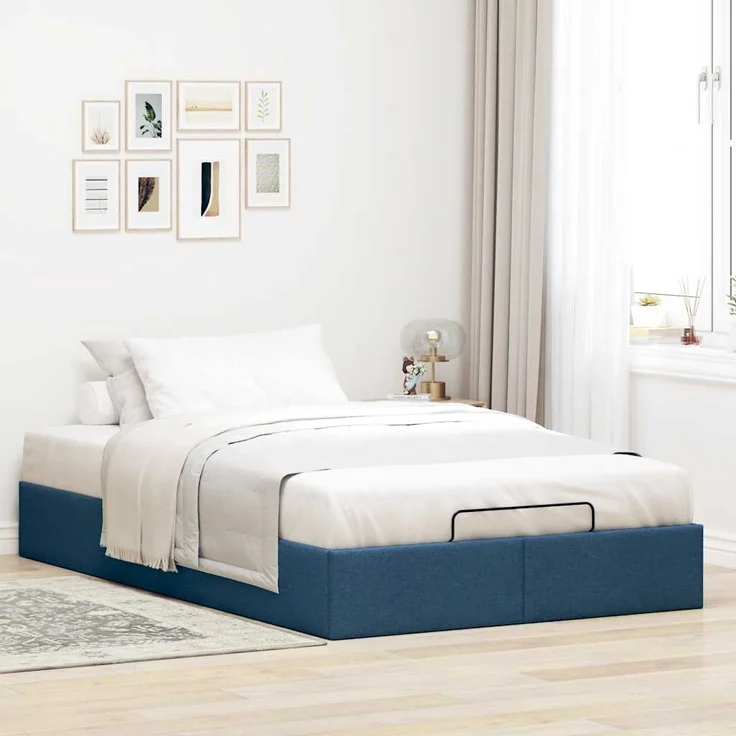 vidaXL Ottoman-Bett ohne Matratze Blau 120x190 cm Stoff 3310867 – Bild 2