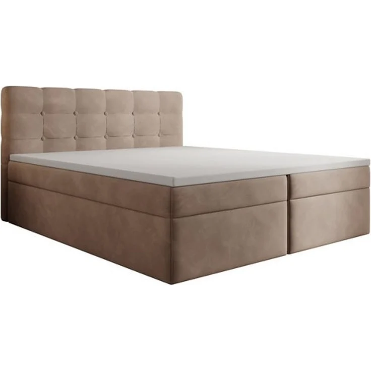 thematys Boxbett Luxus mit Bettkasten 160x200cm, mit Bonnellfederkernmatratze H3, Bouclé/Velours, mit Stauraum, mit 3 cm Topper, Beige (Holland 91), Art.-Nr. S0WGG0AN0P5 – Bild 6