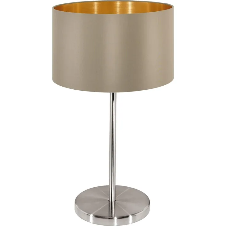 Eglo 31629 Tischleuchte MASERLO Textil taupe, gold E27 1X60W H:42cm Ø23cm mit Kabelschalter